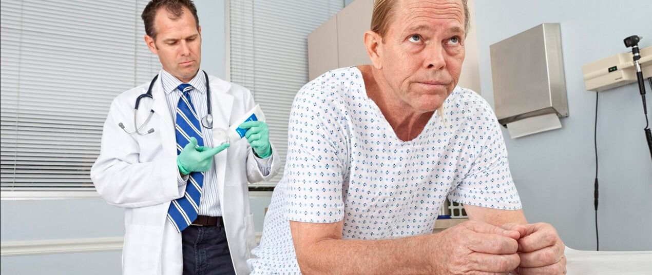 Patient with prostate in a proctologist
